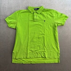 Polo Ralph Lauren Mens‎ Neon Lime Green Short Sleeve Polo Navy Pony Size L